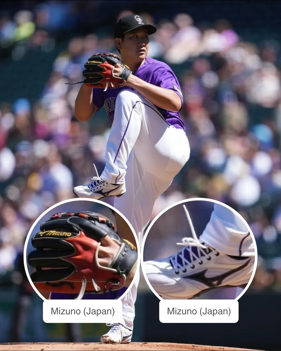 Tomoyuki Sugano showcasing his Mizuno Japan Glove and Cleats