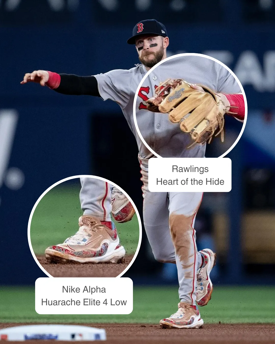 Trevor Story wearing Rawlings Heart of the Hide glove and Nike cleats.